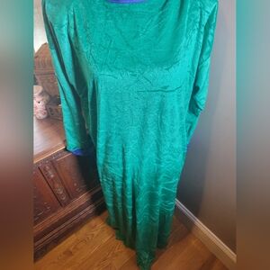 VINTAGE RARE MARY MCFADDEN ROYAL BLUE AND TEAL VELOUR CAFTAN